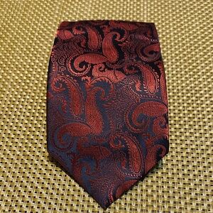 Berlioni Cashmere print Paisley Black and Red Men's Tie